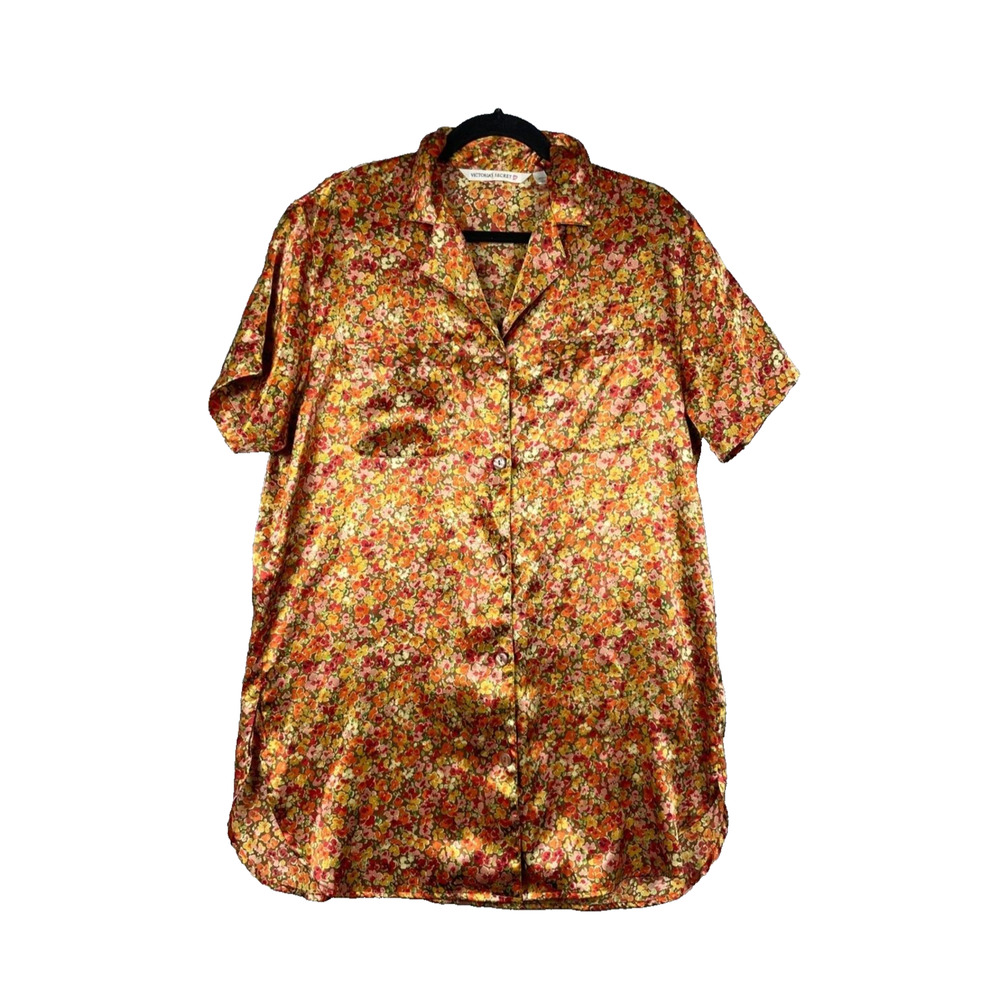 Victoria's Secret Vintage Floral Button Up Sleep Shirt Nightgown Womens Size S